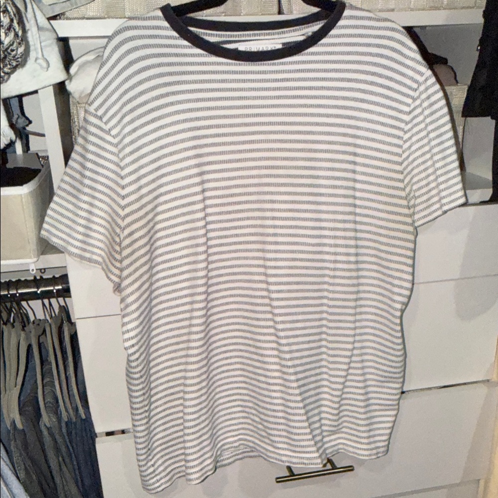Primark Black and White Striped Men's Tee